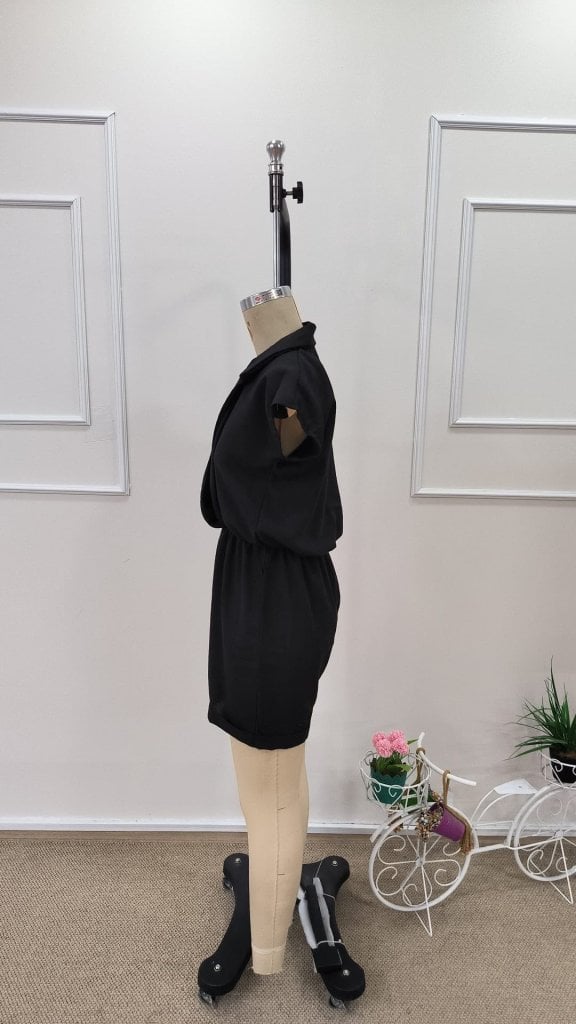 Women's Short-Sleeve Wrap-Collar Short Romper - Janes - by Peralane - photo 7