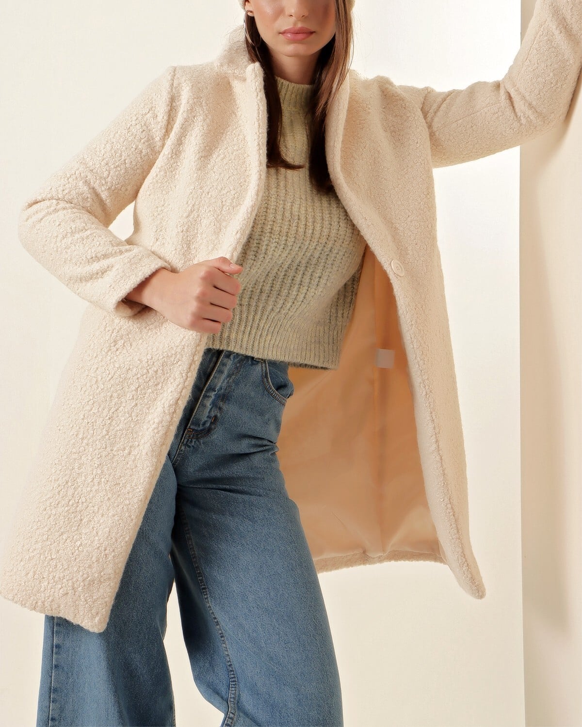 Oversize Sherpa Jacket - Ecru - Bigdart - by Peralane - photo 5