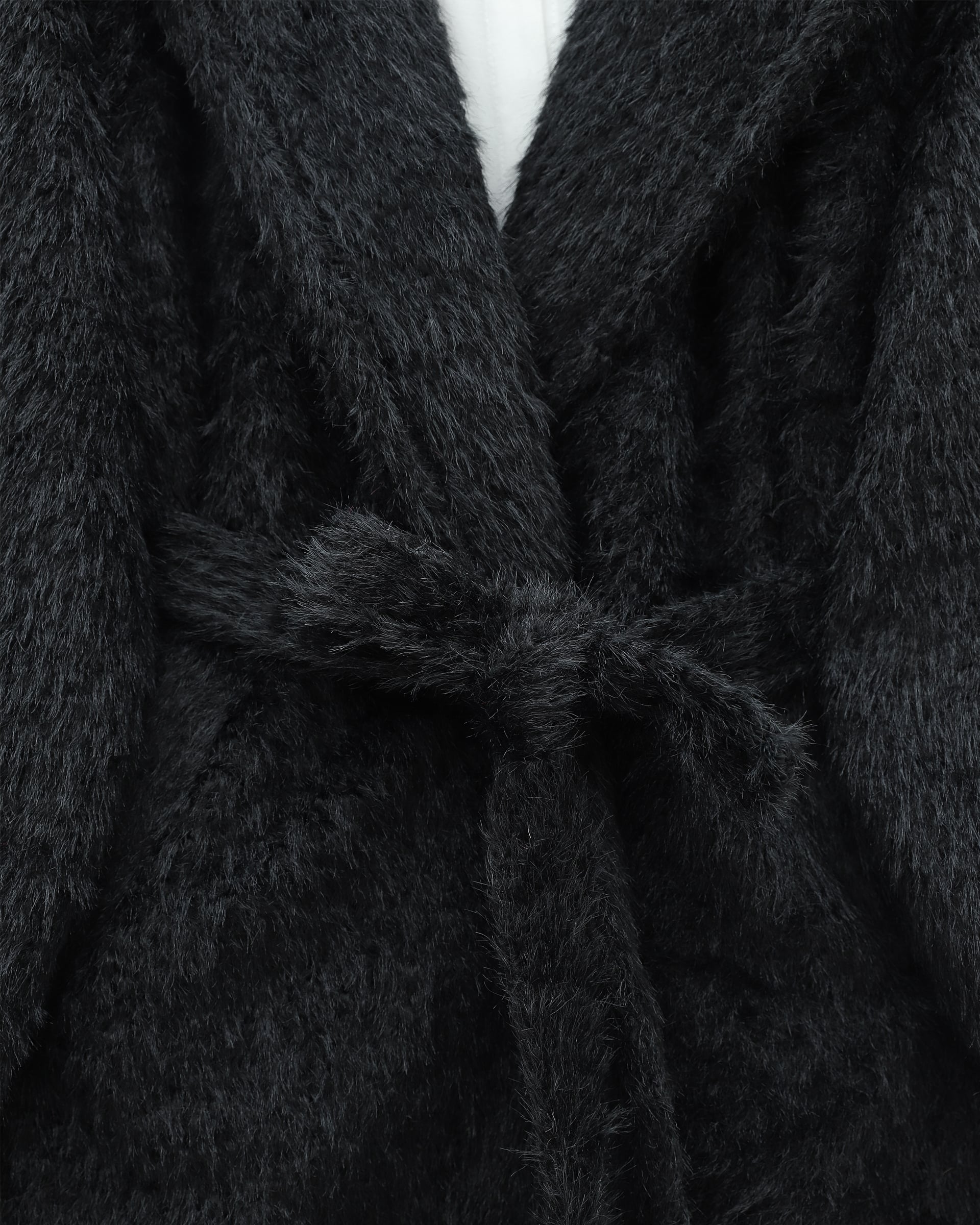 Belted Pocket Faux Fur Cape Coat - Black - Podyumplus - by Peralane - photo 4
