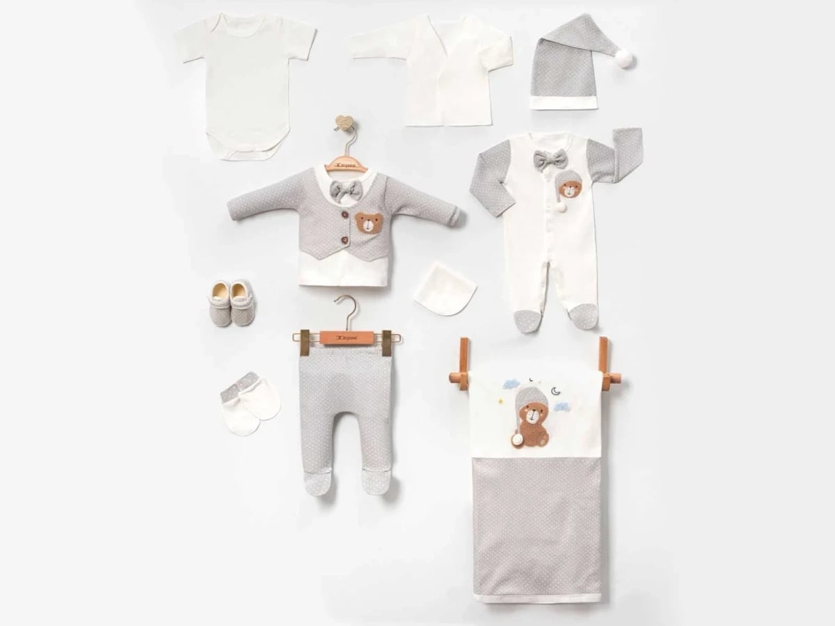 Teddy Bear Print Newborn Hospital Exit Set - 10 Pieces - Cayzen - by Peralane