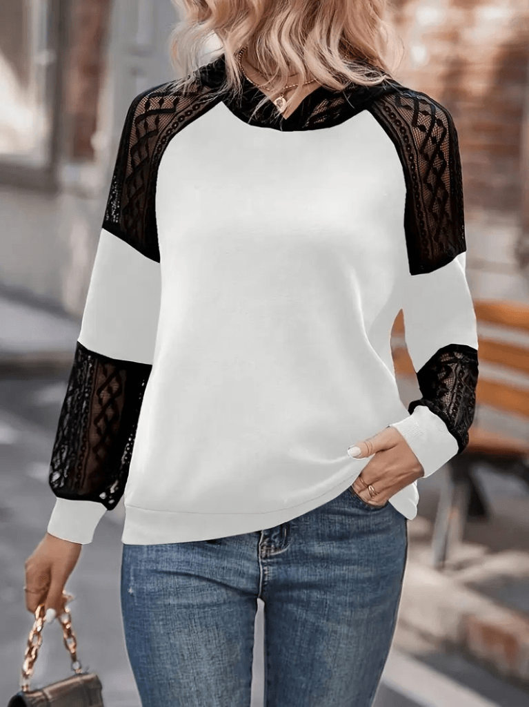 Women's Long Sleeve Lace Hooded Viscose Two-Thread Blouse - Janes - by Peralane - photo 5