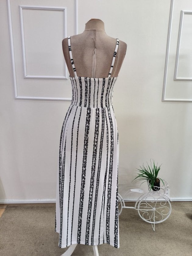 Women's Spaghetti Strap Striped Maxi Dress with Slit - Janes - by Peralane - photo 5