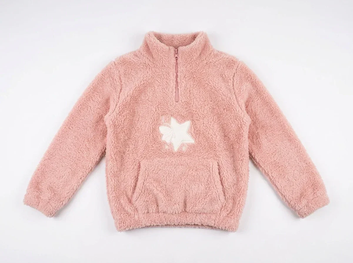 Girls' Half-Zip Fleece Sweatshirt with Star Embroidery - Mensis - by Peralane