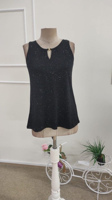 Women's Sleeveless Round Neck Glitter Top - Janes - by Peralane - photo 4