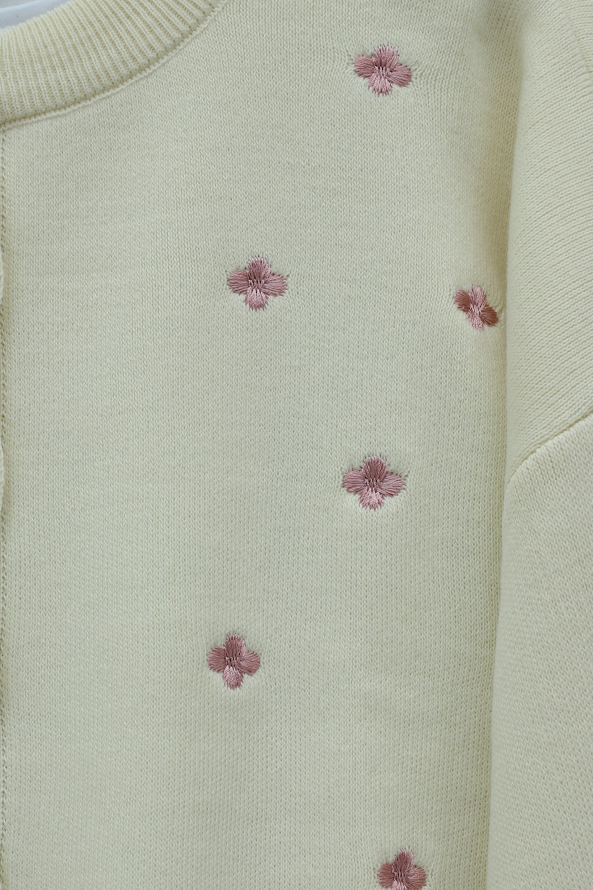 Cream Oversize Knit Cardigan with Scattered Flower Embroidery - Podyumplus - by Peralane - photo 6