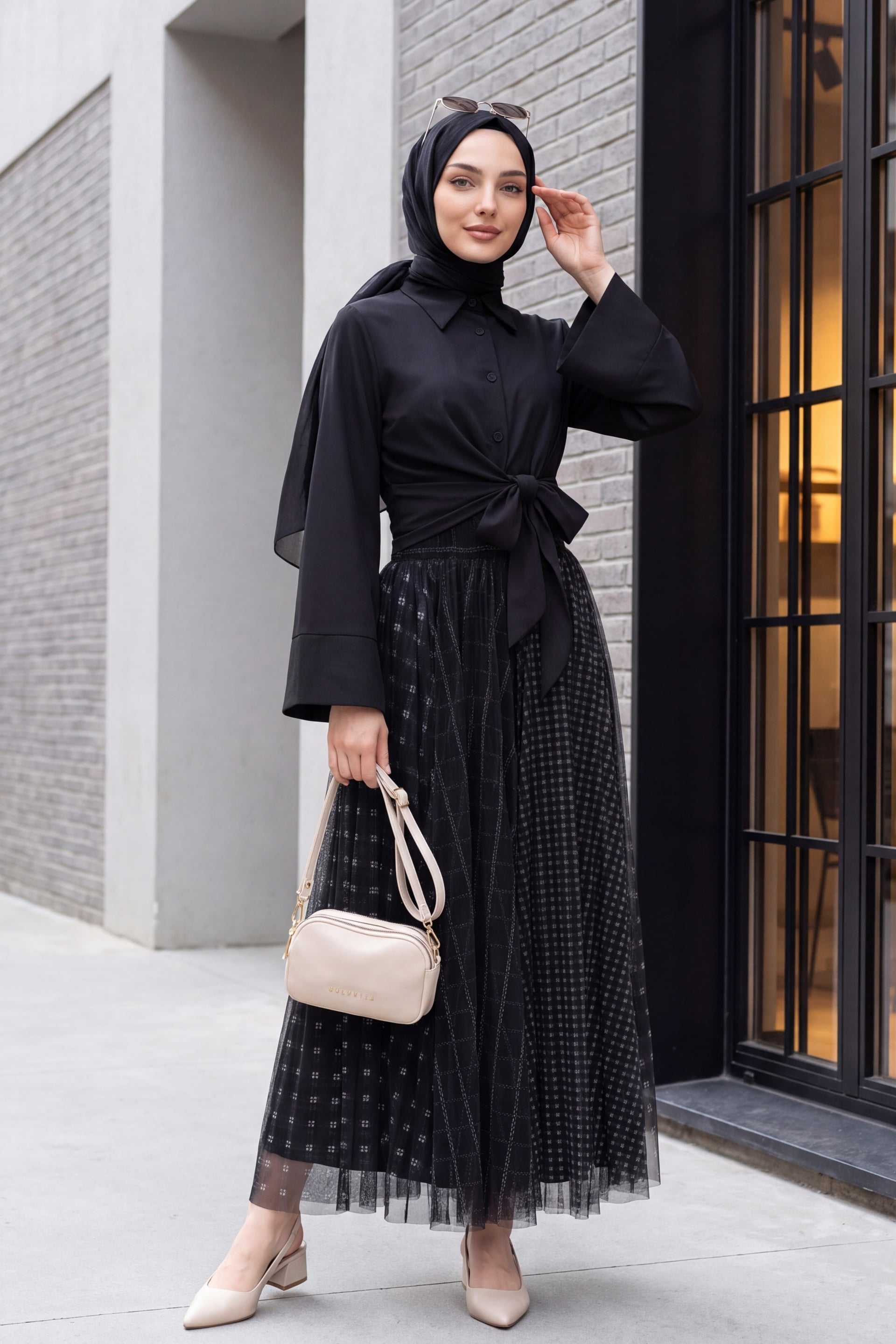 Side-Tie Spanish Sleeve Blouse - Black - Podyumplus - by Peralane - photo 3