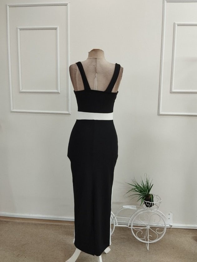 Women's Sleeveless Color-Block Maxi Dress with Geometric Neckline - Janes - by Peralane - photo 5