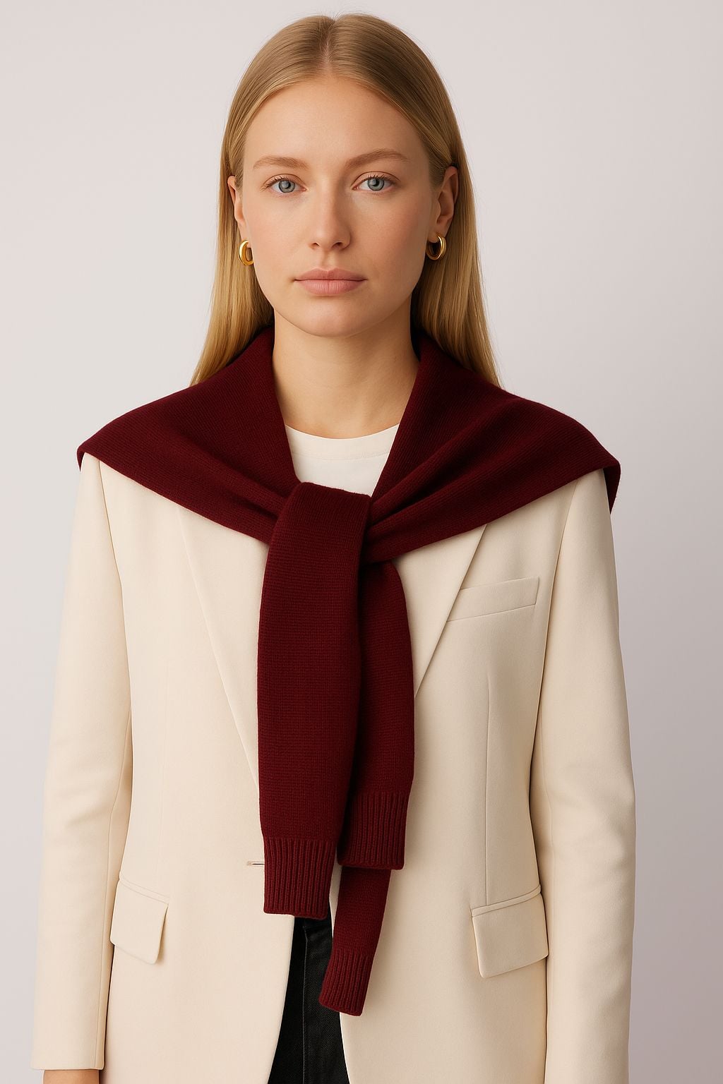 Burgundy Knit-Look Tie Scarf for Women (Pack of 4) - Nesvay - by Peralane - photo 2