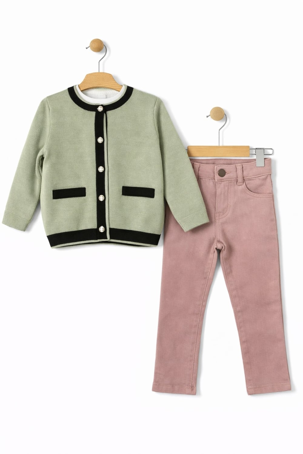 Girls' Knit Cardigan and Trousers Two-Piece Set - 1050 - Has Bereket - by Peralane