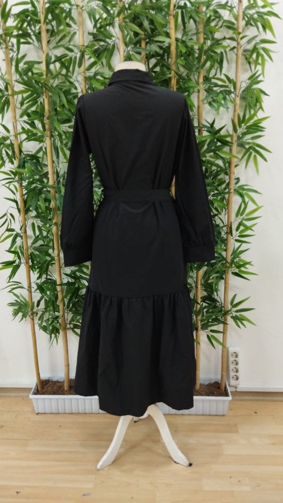 Women's Long Sleeve Collared Button Front Woven Maxi Dress with Metal Belt - Janes - by Peralane - photo 8