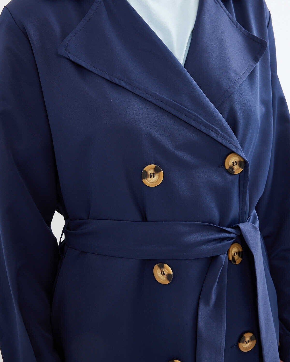 5853 Double-Breasted Navy Blue Trench Coat - Bigdart - by Peralane - photo 3