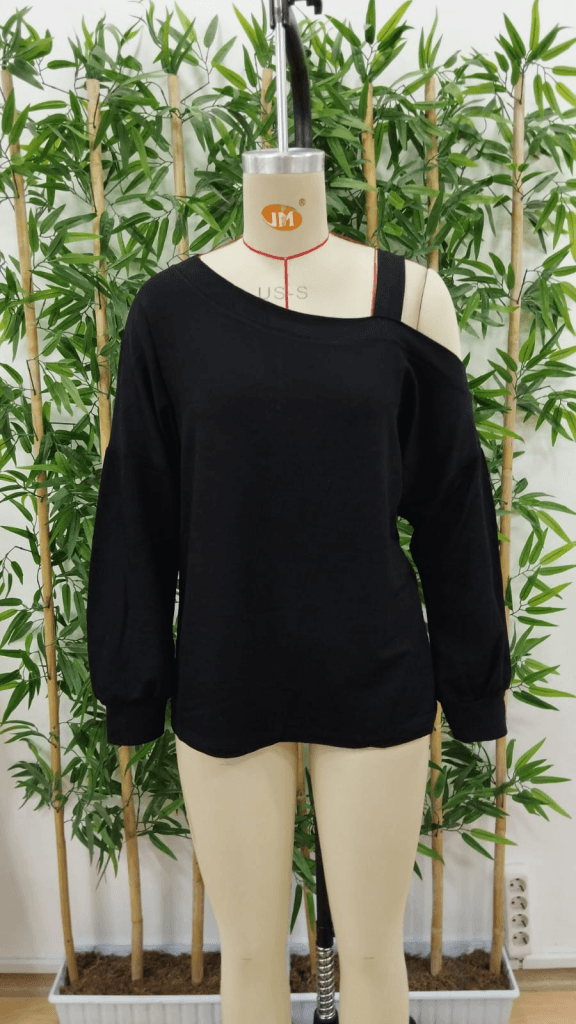 Women's Long Sleeve One-Shoulder Slub Viscose Two-Thread Blouse - Janes - by Peralane - photo 9
