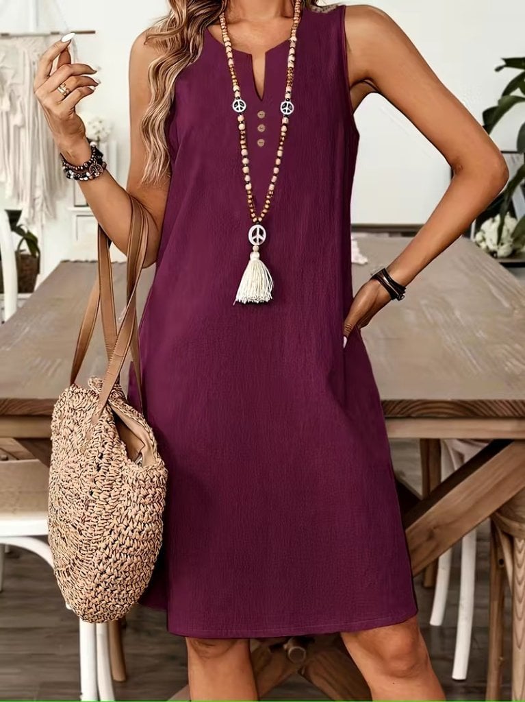 Women's Sleeveless V-Neck Mini Dress - Janes - by Peralane