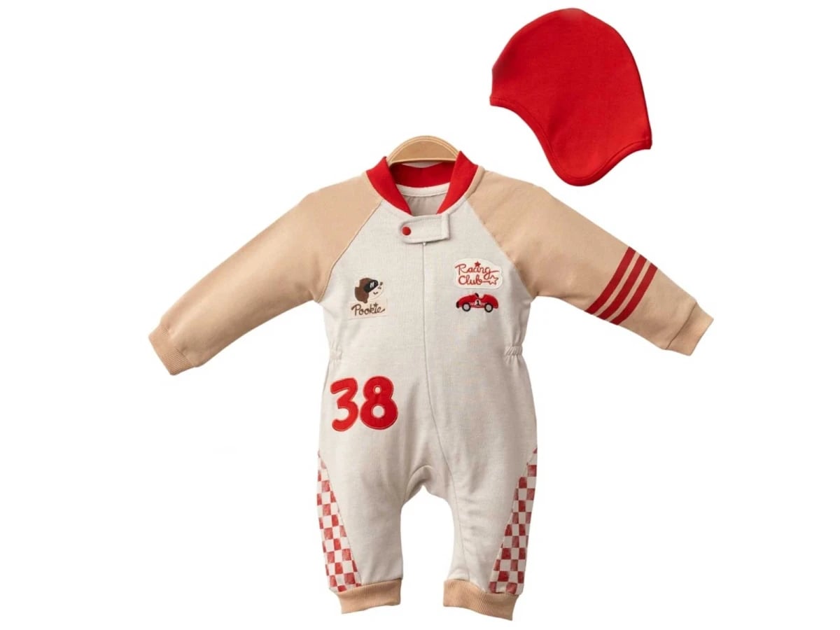 Baby Boy Romper and Hat Set with Car Print - Pookie - by Peralane