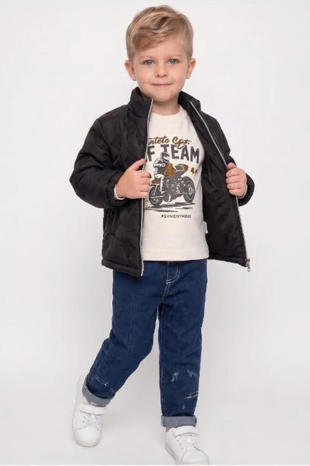 Kids Boys 3-Piece Quilted Jacket & T-Shirt Set – Black - Has Bereket - by Peralane
