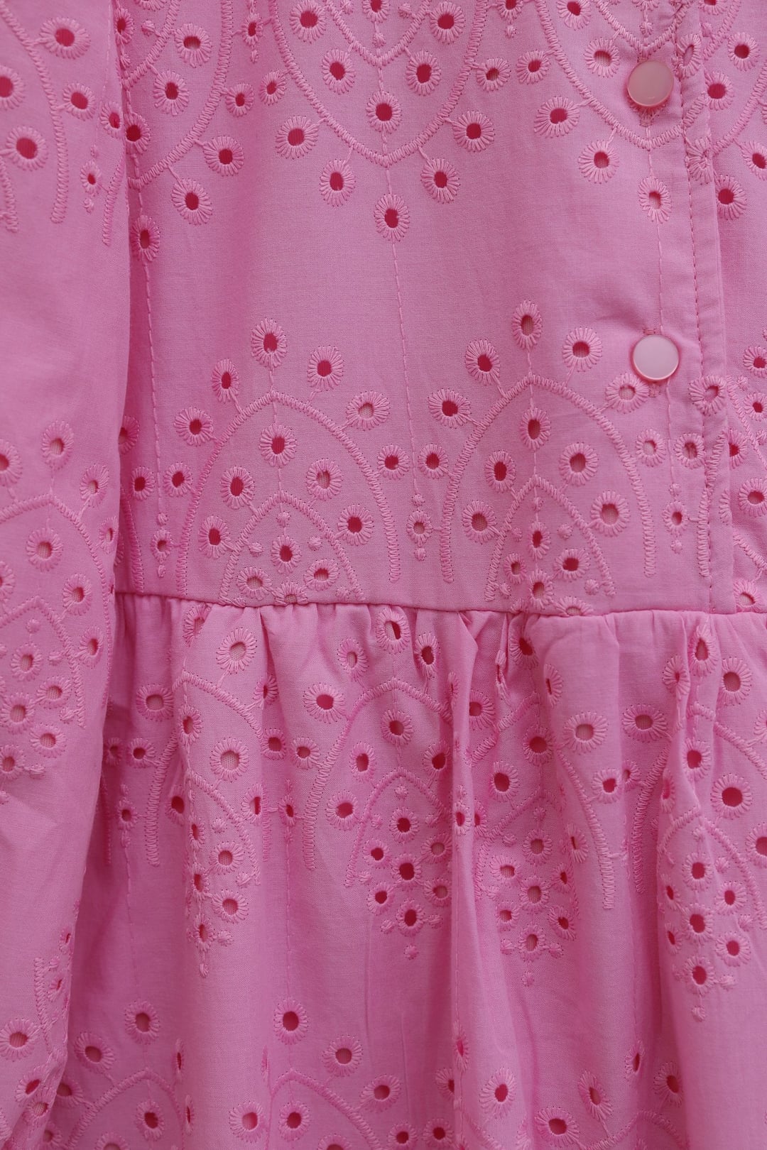 Half-Button Lace Detail Smocked Dress - Pink - Podyumplus - by Peralane - photo 8