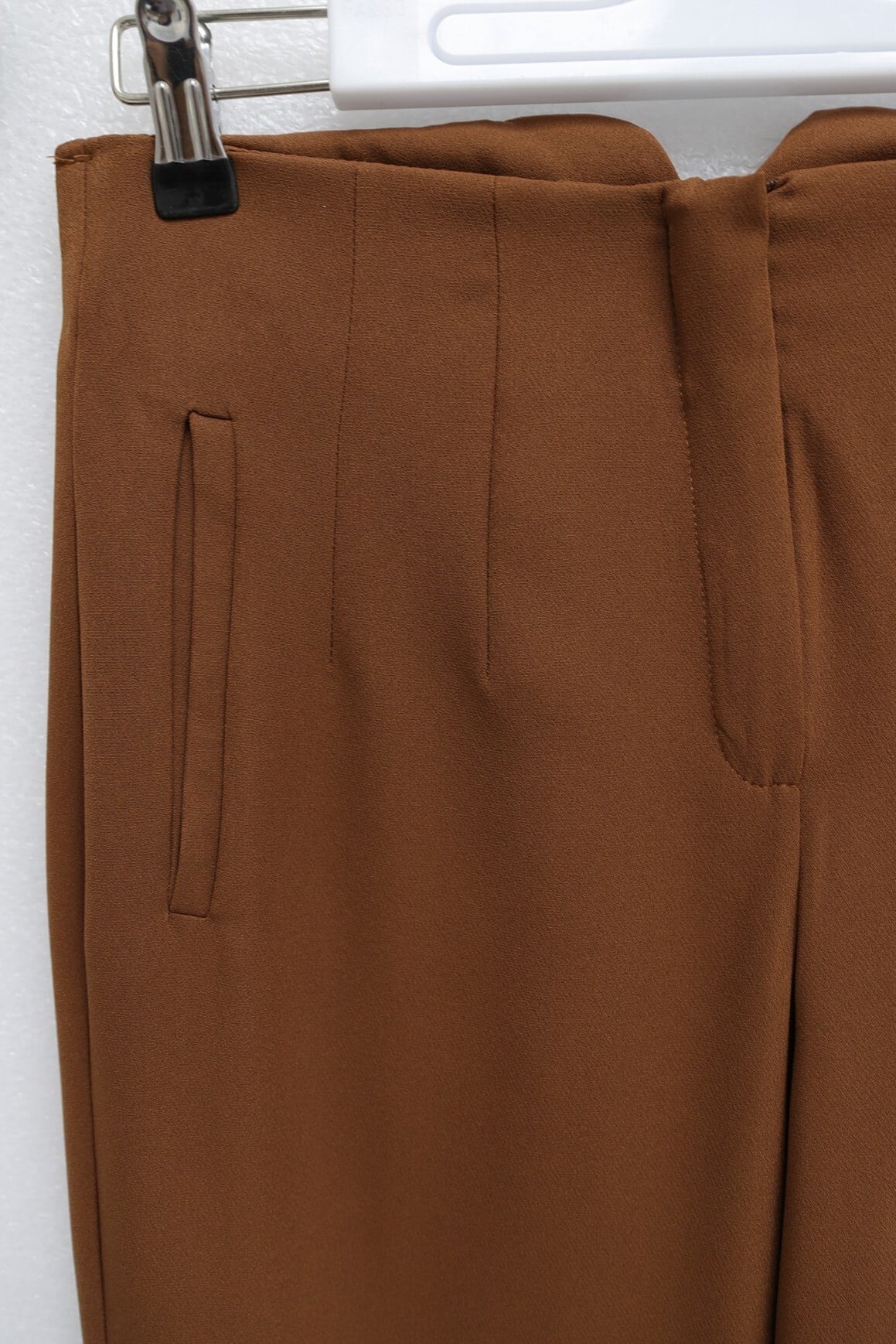 Pleated Zip Straight Leg Trousers - Brown - Podyumplus - by Peralane - photo 6