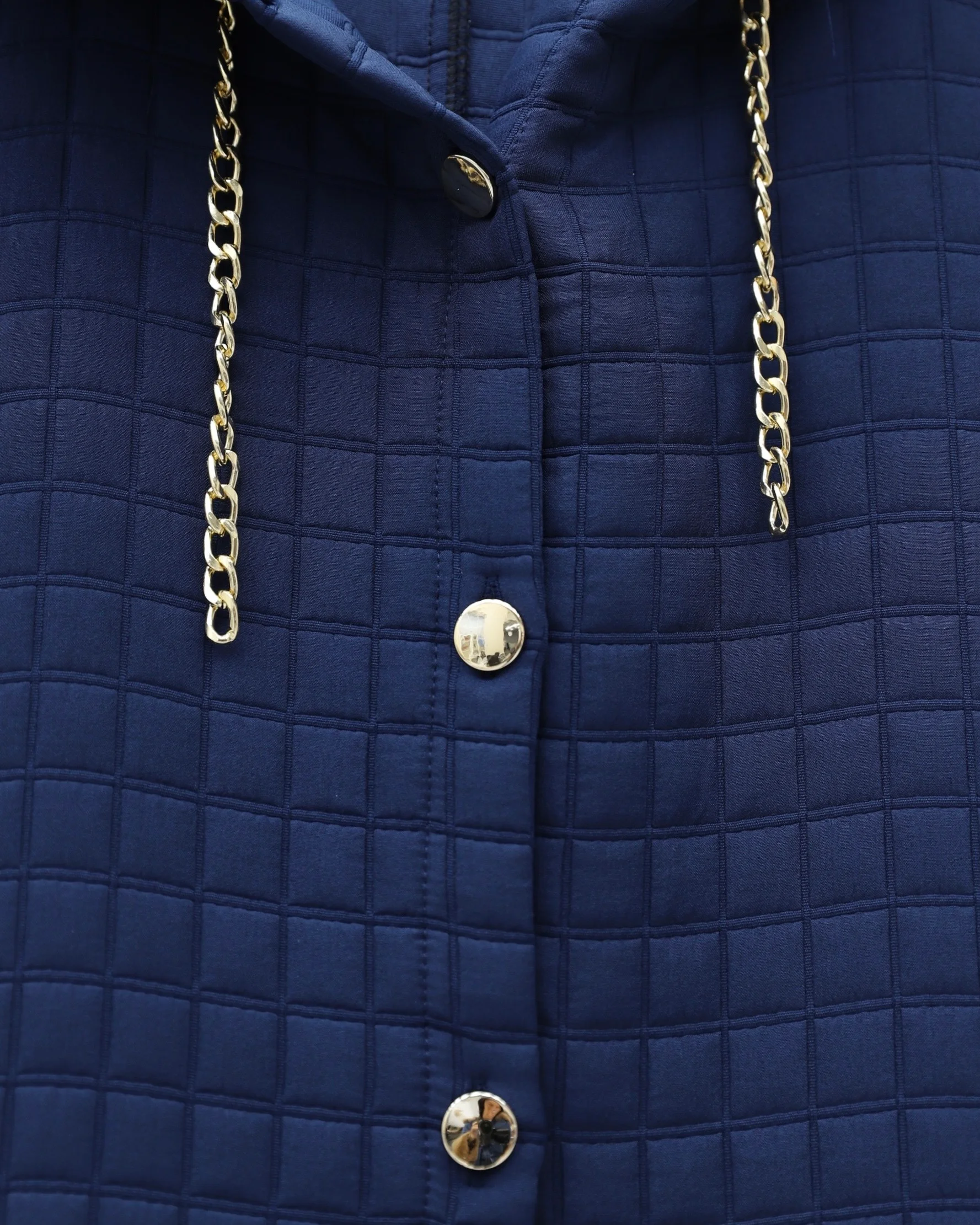 Quilted Long Vest with Hood and Buttons - Navy - Podyumplus - by Peralane - photo 6