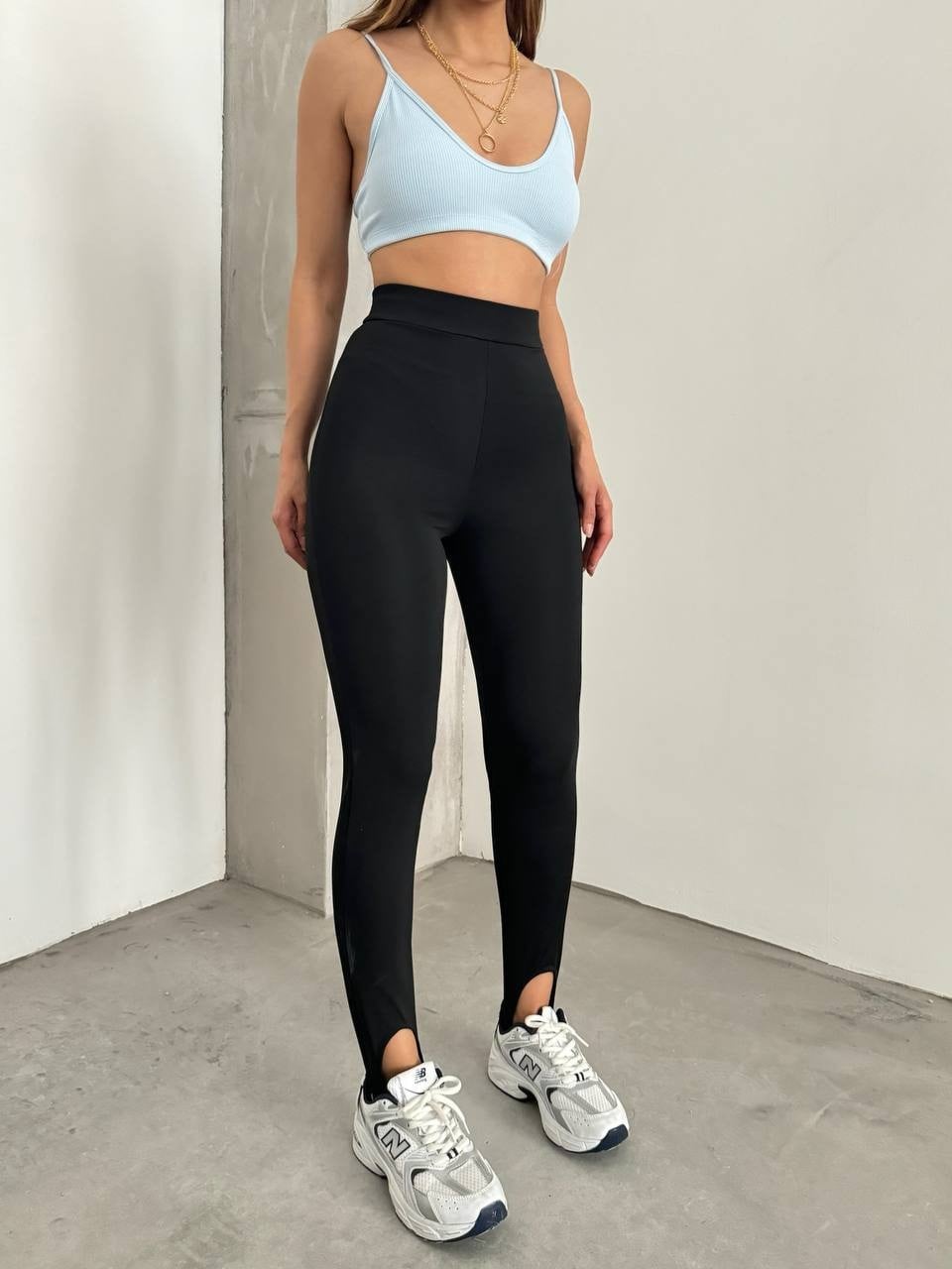 Ribbed Crop Top and Stirrup Leggings Set - Black - Mi̇sti̇x Fashion - by Peralane - photo 2