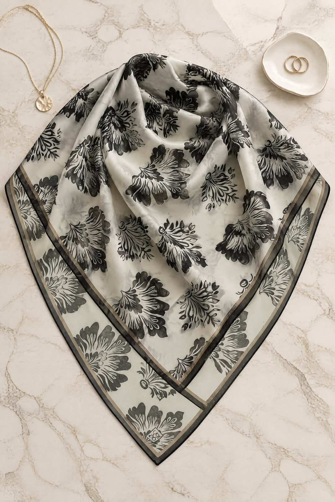 Classic Damask Pattern Soft Scarf - Dark Brown - Podyumplus - by Peralane - photo 2