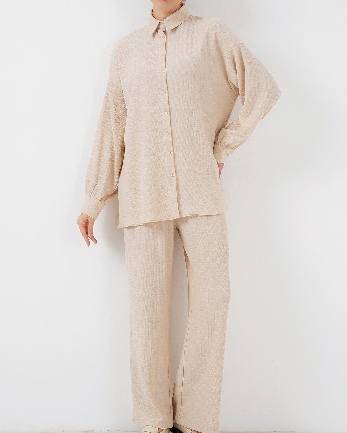 Women's Knit Modest Two-Piece Set - Cream - Wholeskop - by Peralane - photo 5