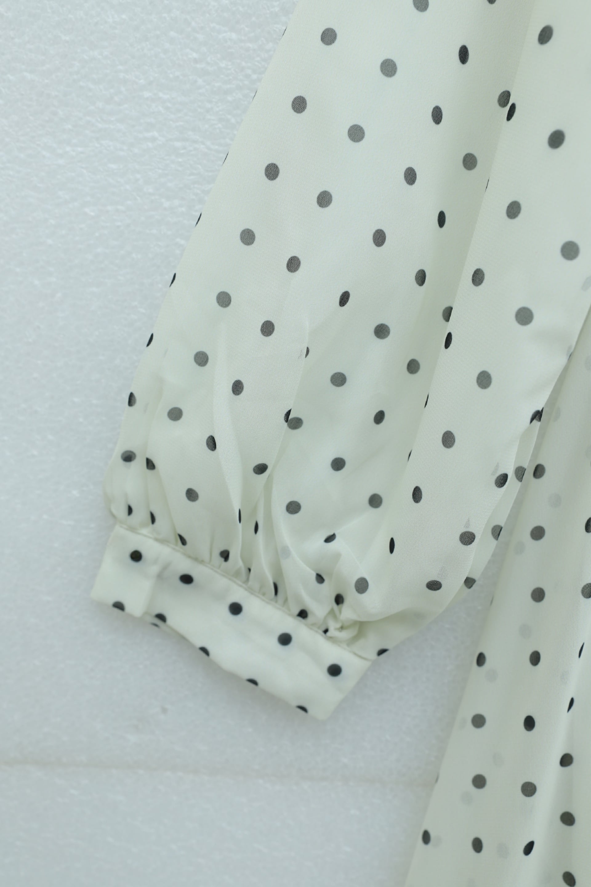 White Polka Dot Long Chiffon Dress with Lined and Elasticated Waist - Podyumplus - by Peralane - photo 8