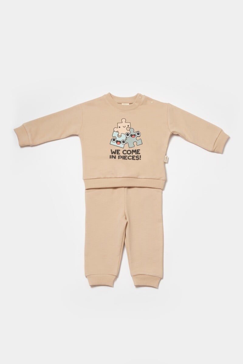 Baby 2-Piece Sweatshirt and Trousers Set 3-24M - Cream - Babycosy - by Peralane