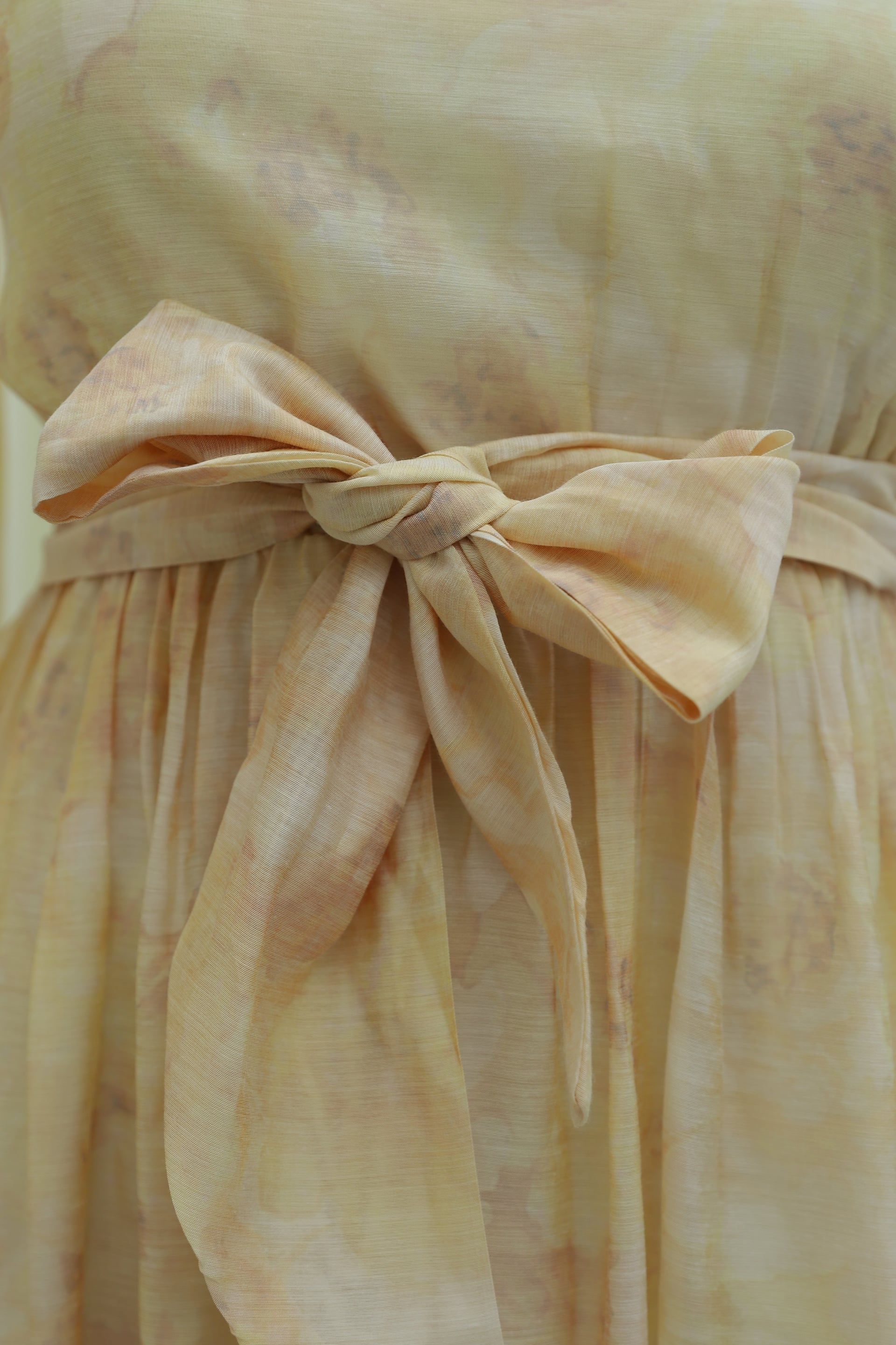 Belted Balloon Sleeve Lined Tulle Voile Dress - Yellow - Podyumplus - by Peralane - photo 10