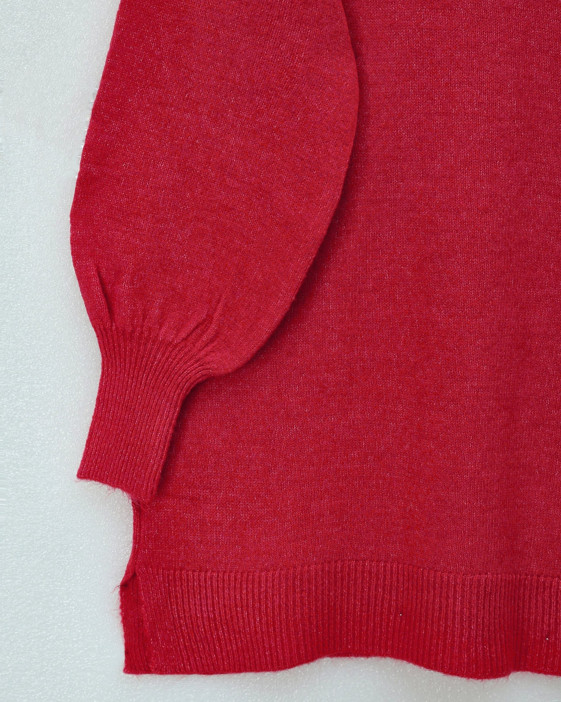 Round Neck Balloon Sleeve Oversized Knit Sweater - Pomegranate - Podyumplus - by Peralane - photo 4