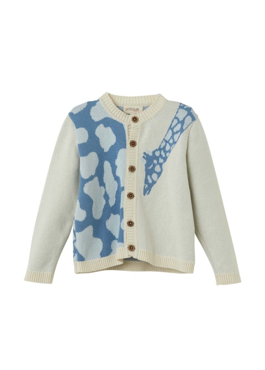 Baby Unisex Organic Cotton Knit Cardigan with Giraffe Print - 6-36M - Uludag Triko - by Peralane