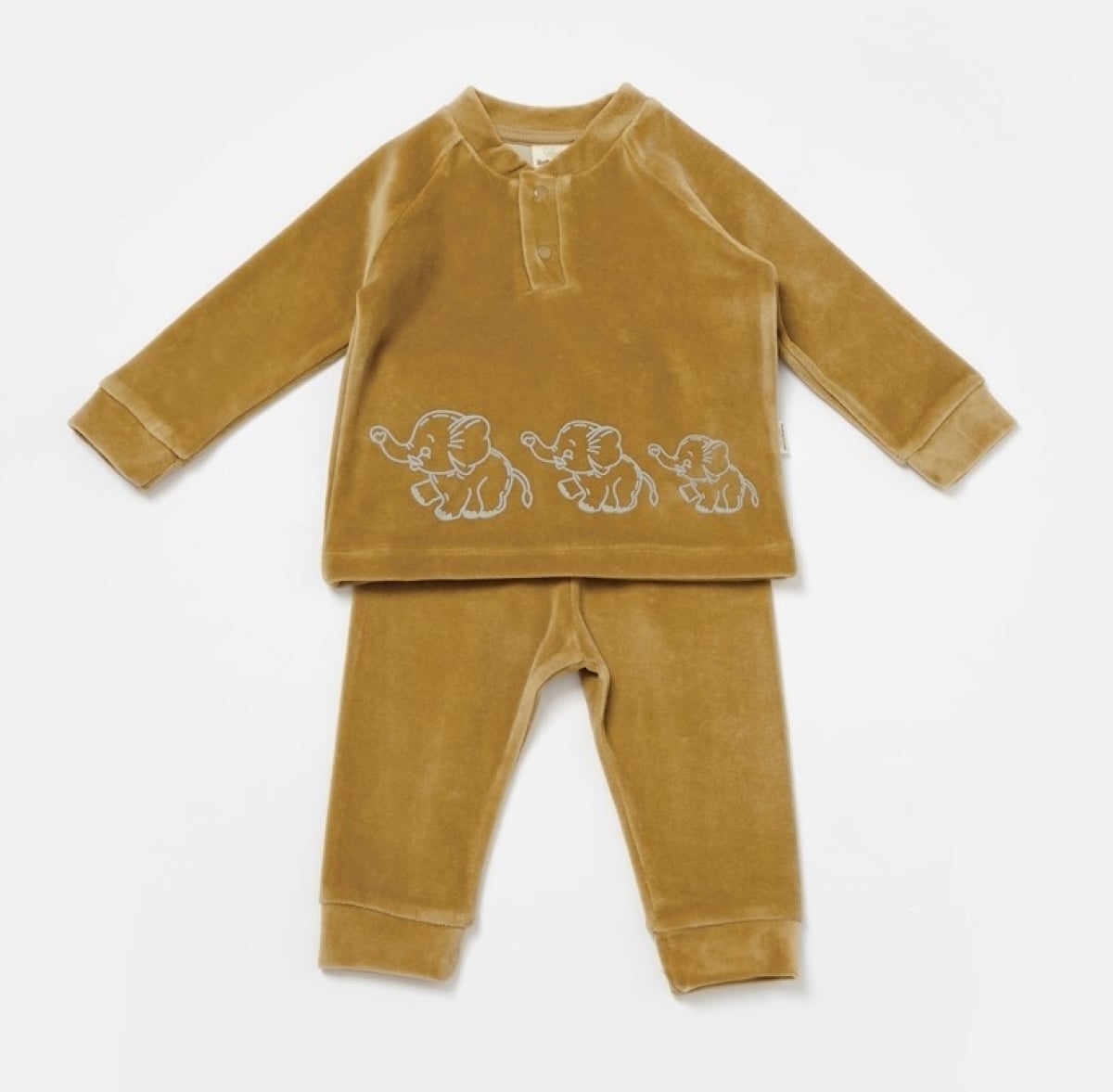 Unisex Baby 2-Piece Velour Sweatshirt and Trousers Set 3-24M - Mustard - Babycosy - by Peralane