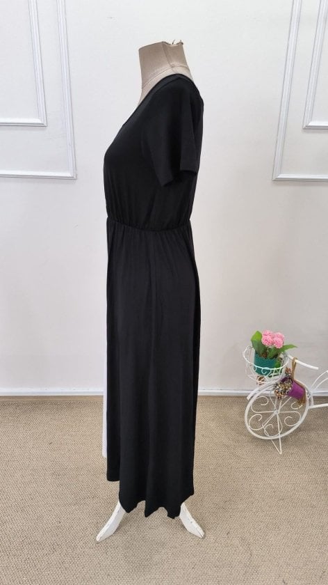 Women's Short Sleeve V-Neck Two-Tone Viscose Midi Dress - Janes - by Peralane - photo 7