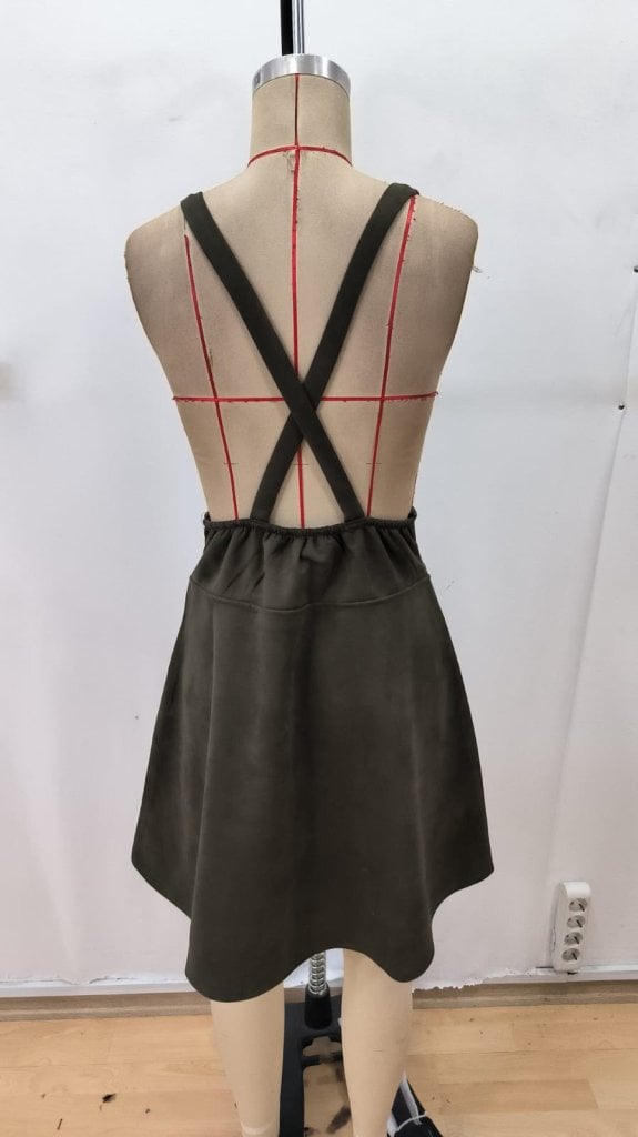 Women's Buttoned Strap Mini Suede Dress - Janes - by Peralane - photo 5