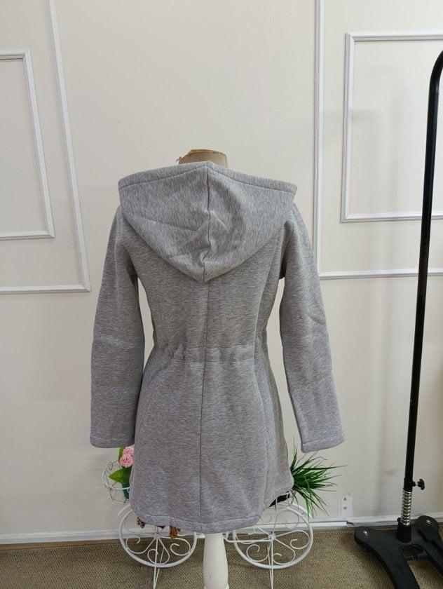 Women's Long Sleeve Hooded Jacket with Pockets - Light Grey - Janes - by Peralane - photo 5