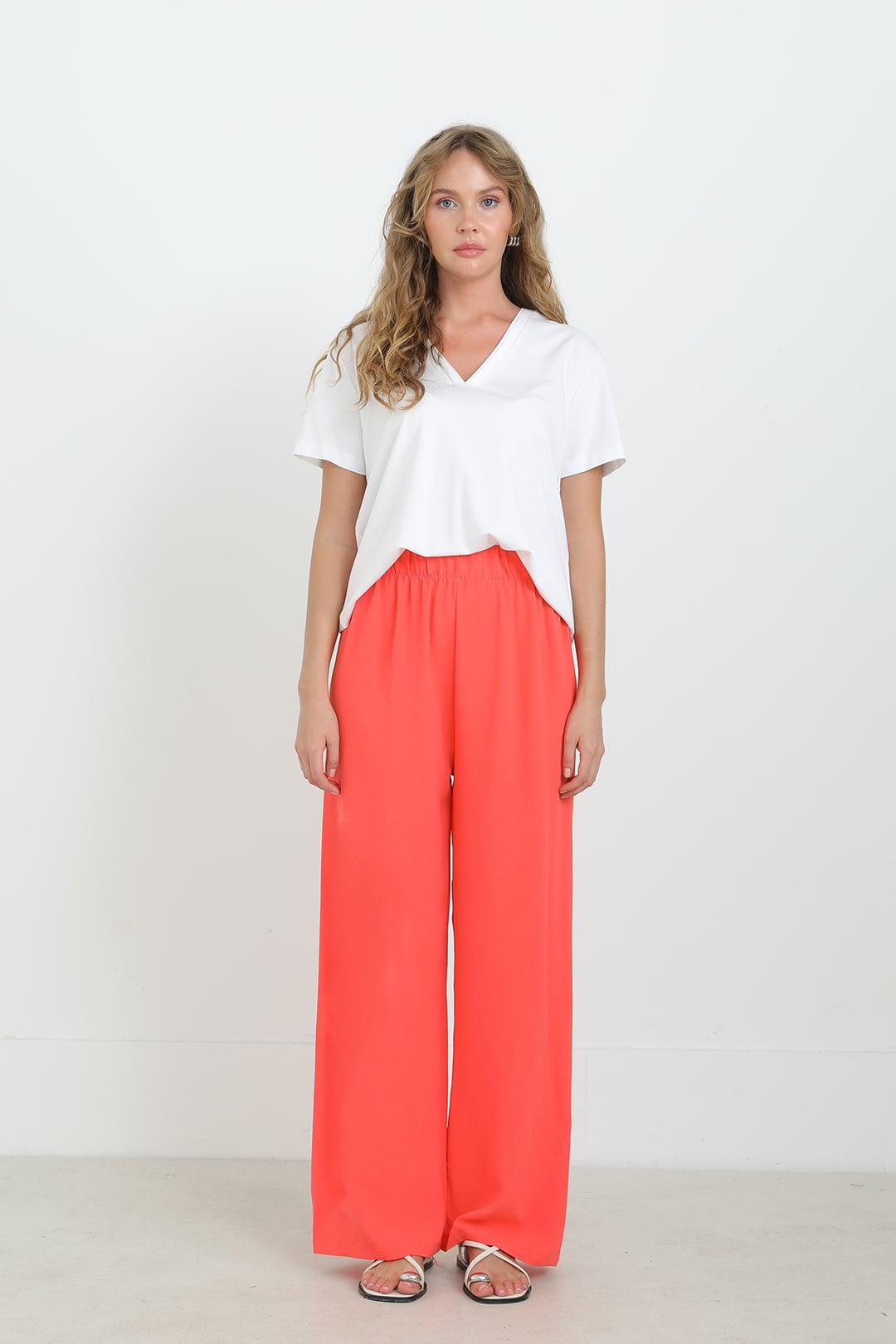 Women's Wide-Leg High-Waist Trousers in Coral - Puane - by Peralane - photo 2
