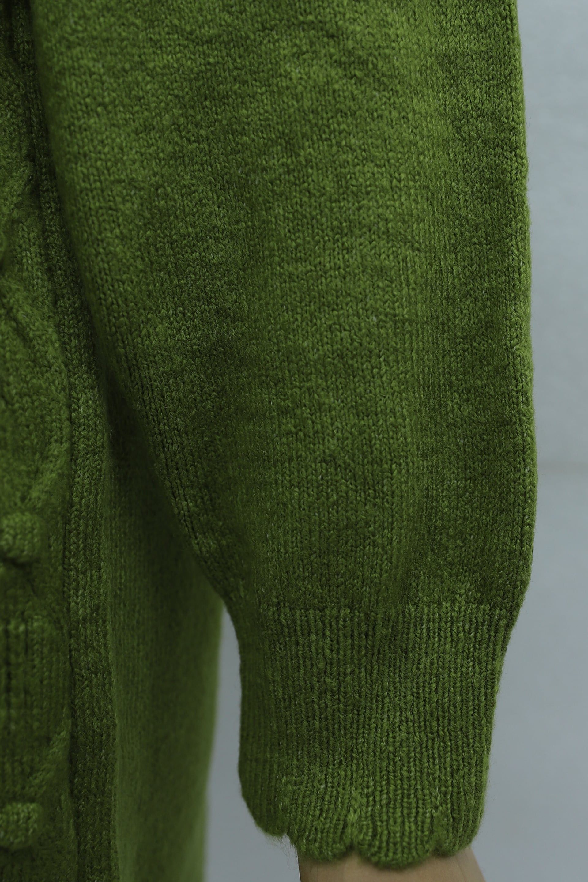 Relaxed Checkered Knit Tunic with Bicycle Neckline and Pom Poms - Khaki - Podyumplus - by Peralane - photo 6