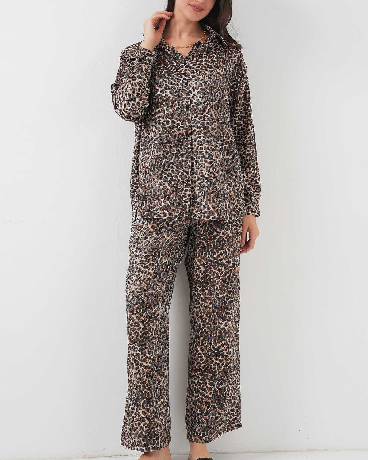 Leopard Print Women's Pyjama Set in Brown - Bigdart - by Peralane - photo 2