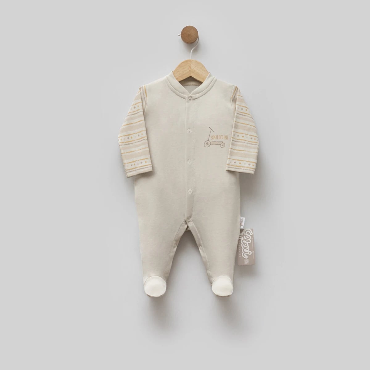 Baby Romper with Integrated Feet - Beige - Flexi Baby - by Peralane