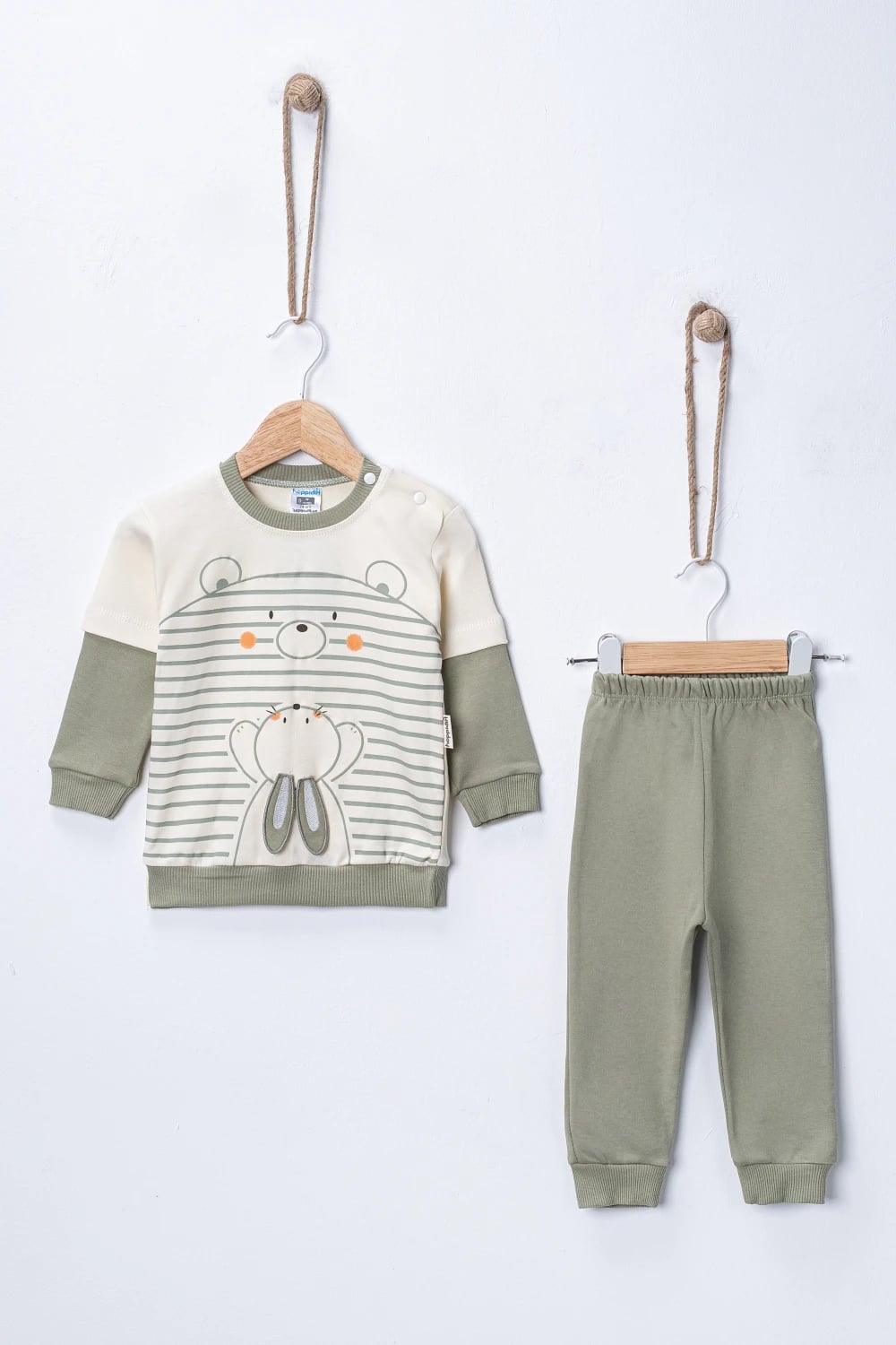 Baby Boys' Sage Green and Cream Cotton Set - 3 Pack - Hoppidik - by Peralane