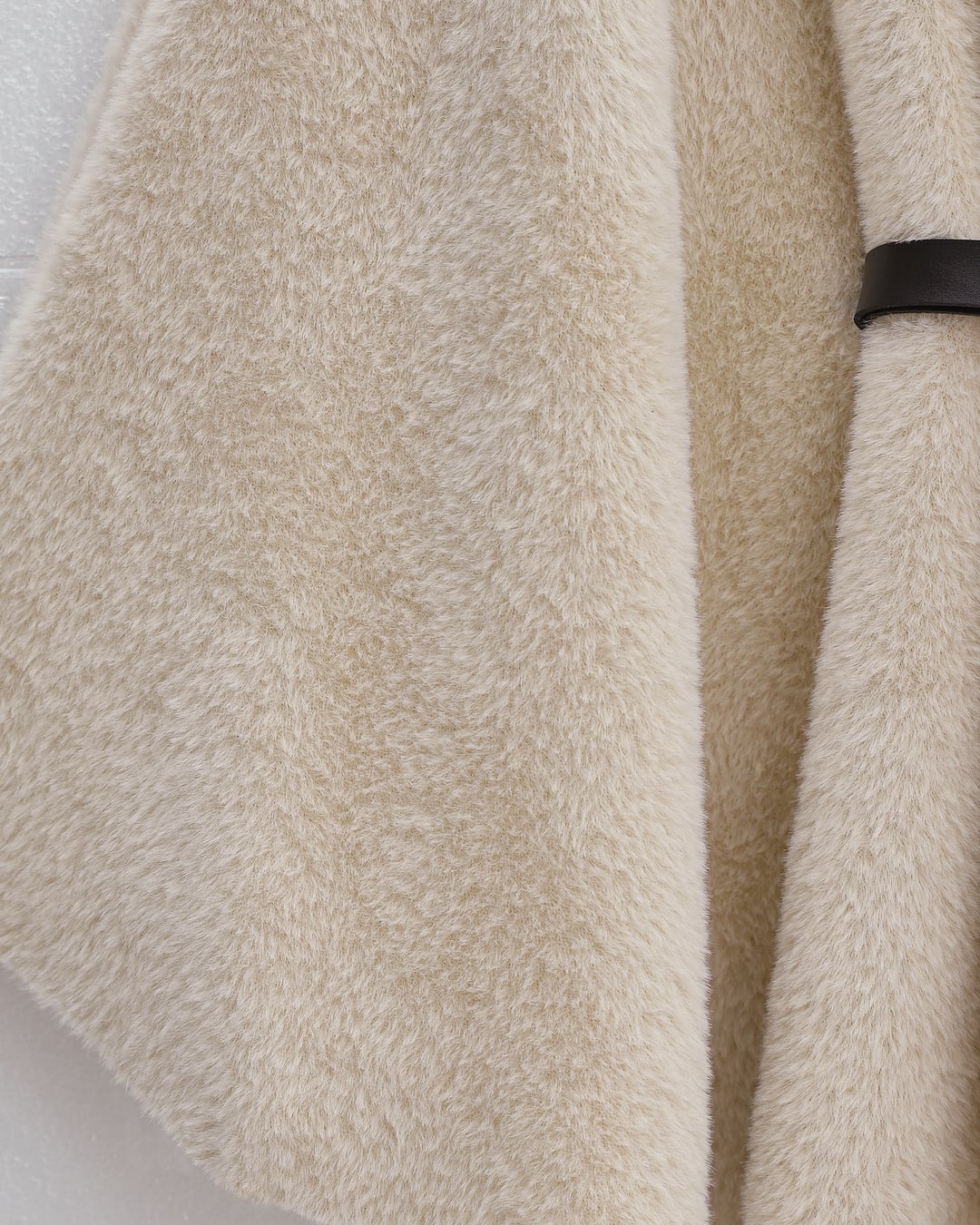 Gold Button Detail Belted Alcantara Cape - Beige - Podyumplus - by Peralane - photo 6