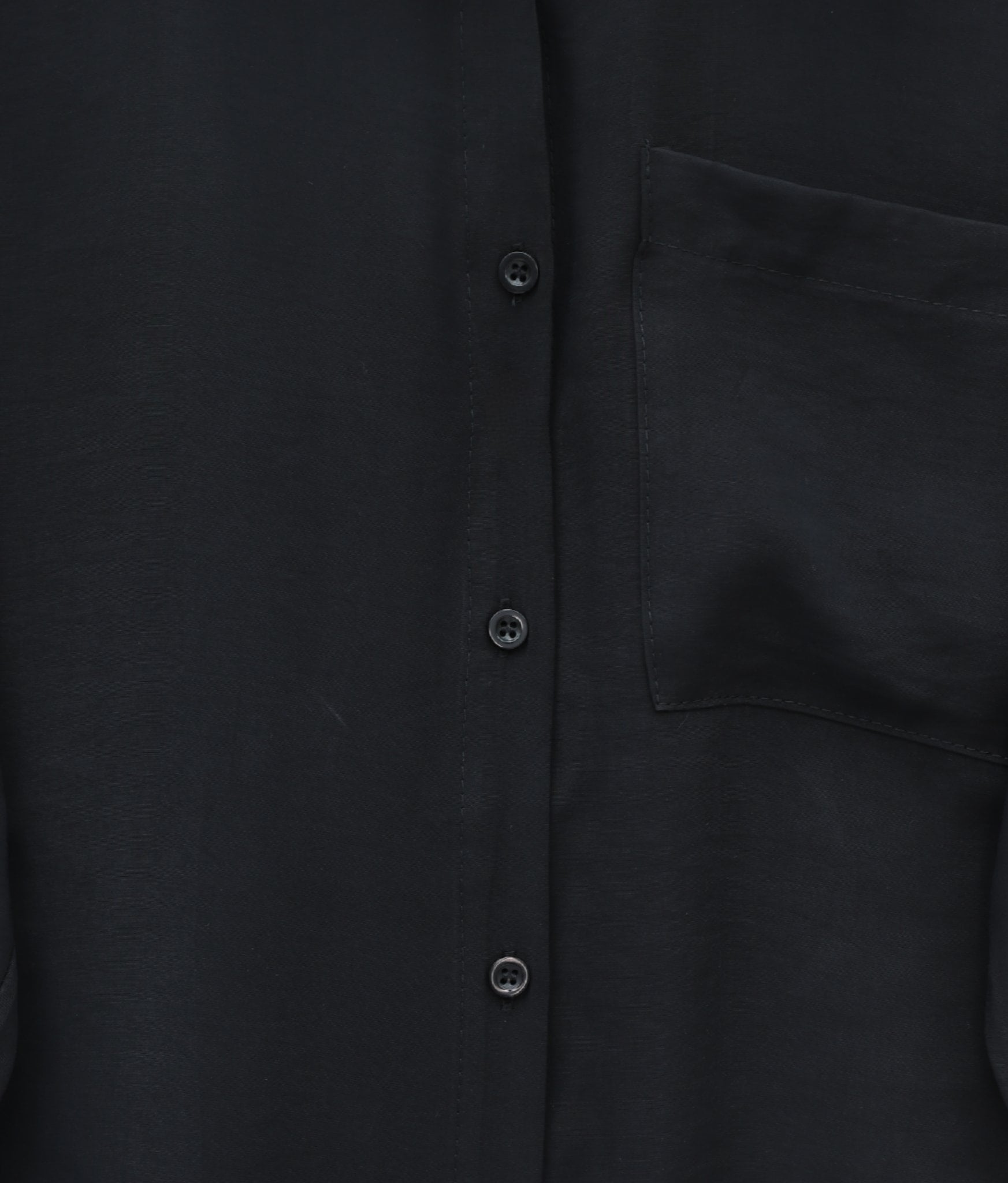 Button-Front Single-Pocket Shirt and Wide-Leg Trousers Set - Black - Podyumplus - by Peralane - photo 4