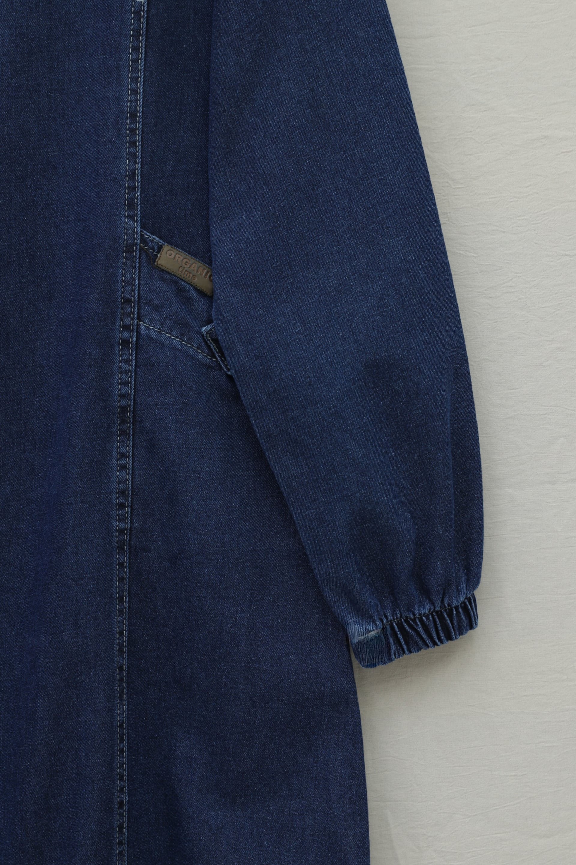 Hooded Zip-Up Denim Jacket with Pockets and Elastic Cuffs - Navy - Podyumplus - by Peralane - photo 6