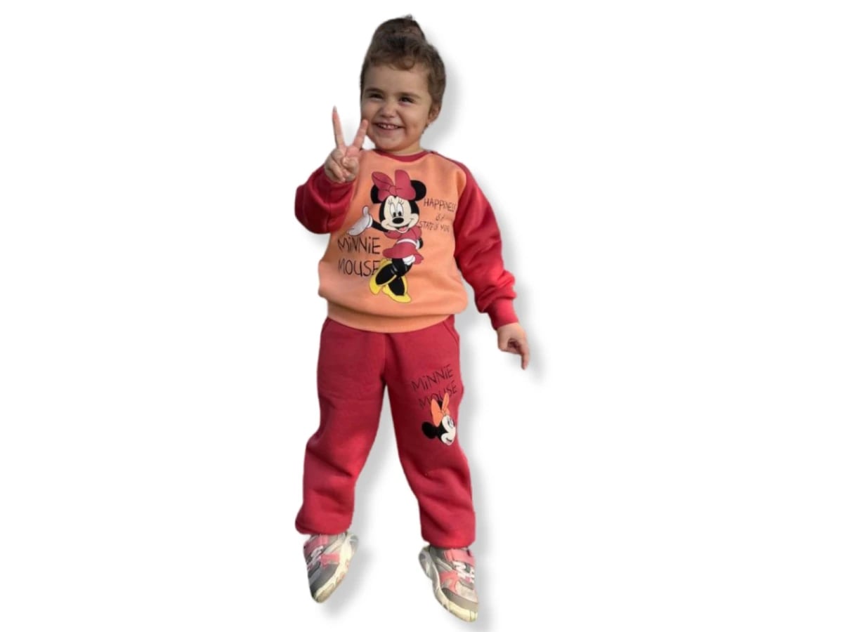 Minnie Print Girls' Sweatshirt and Trousers Set - Red - Replikas - by Peralane