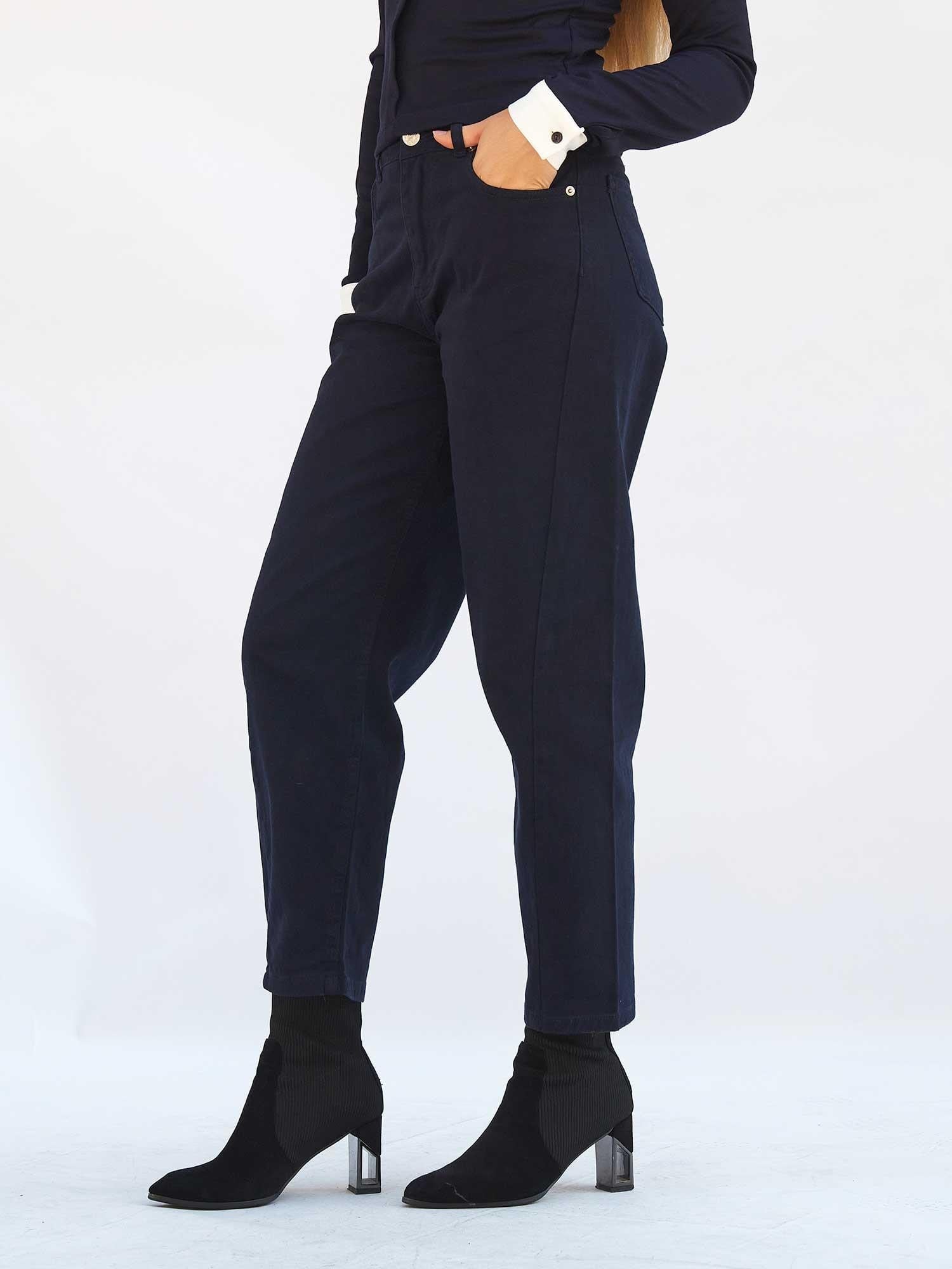 Navy Gabardine Straight-Leg Trousers with Matching Shirt Set - Lefon - by Peralane - photo 9