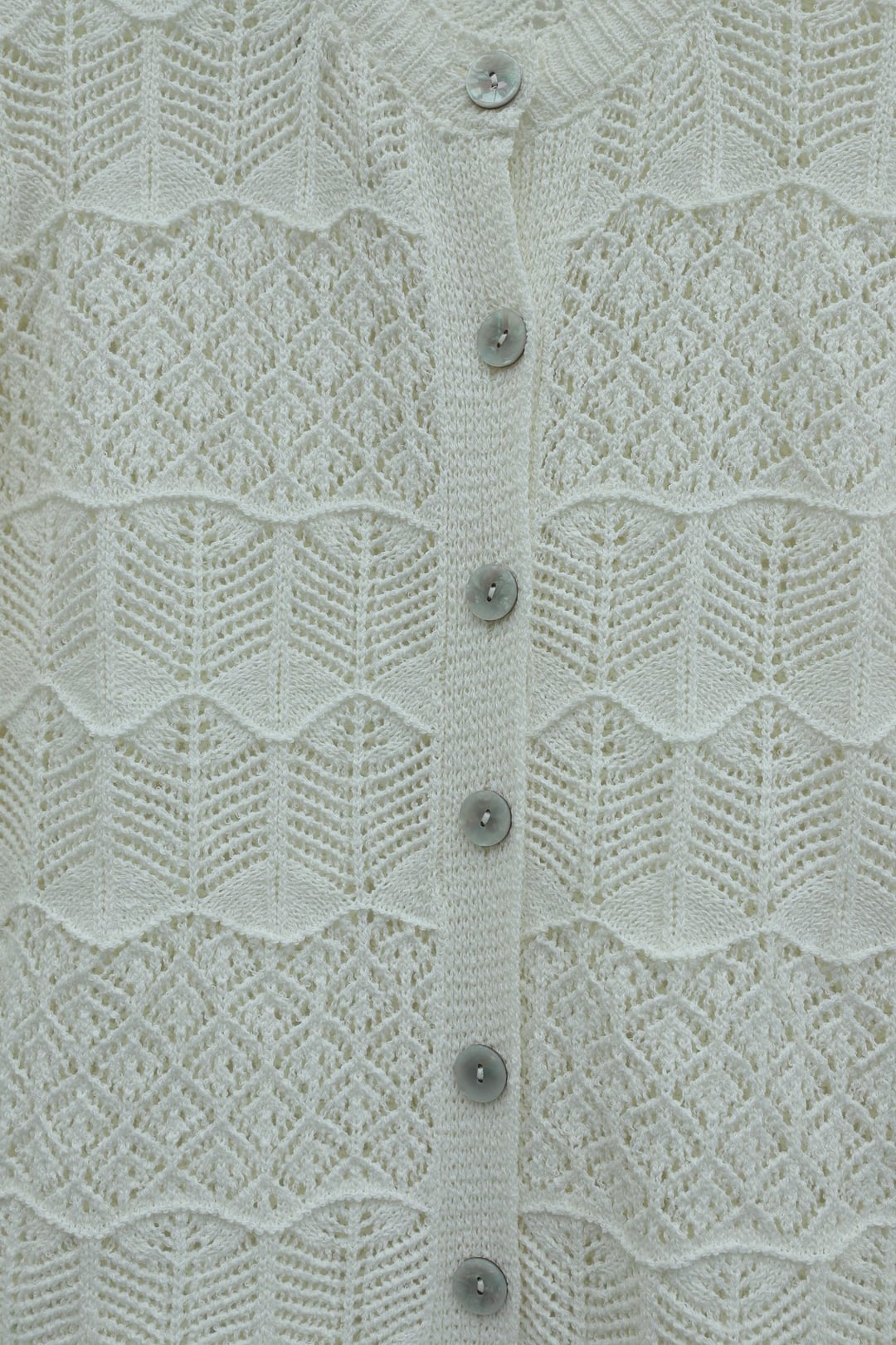 Buttoned Open-Knit Cotton Cardigan - Ecru - Podyumplus - by Peralane - photo 6