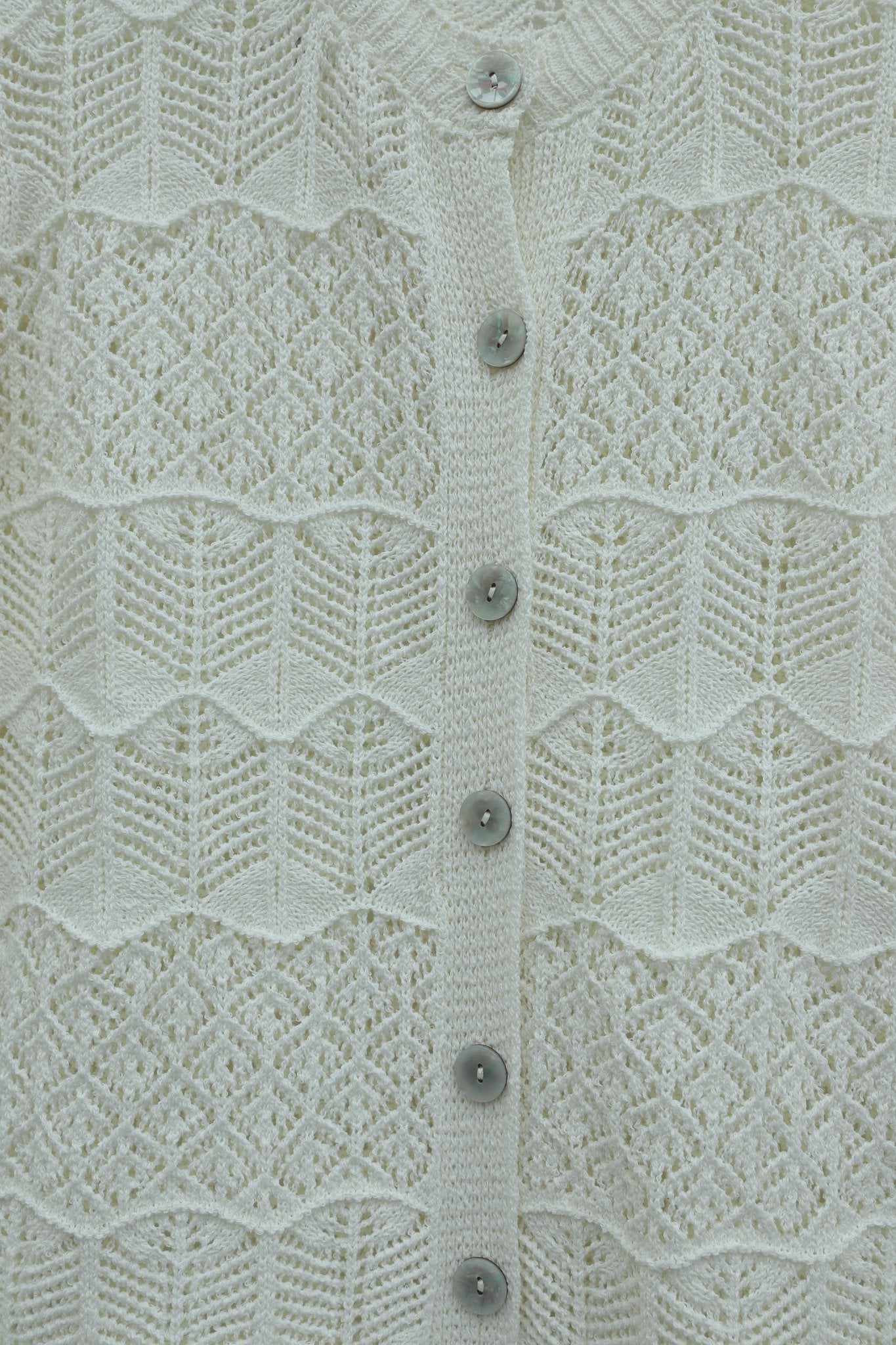 Buttoned Open-Knit Cotton Cardigan - Ecru - Podyumplus - by Peralane - photo 6