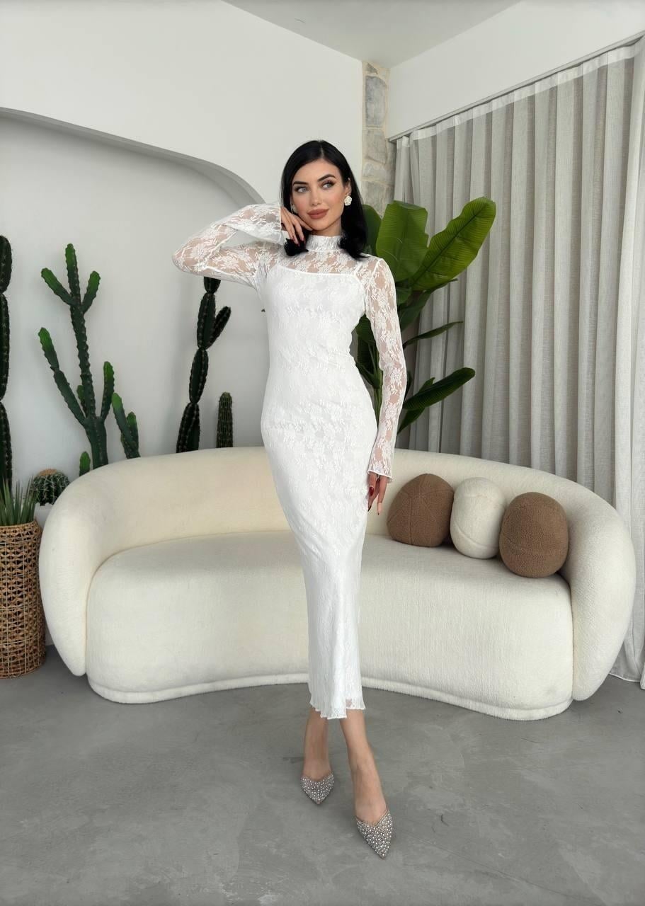 Bela Midi Lace Dress - White - Etika - by Peralane - photo 4
