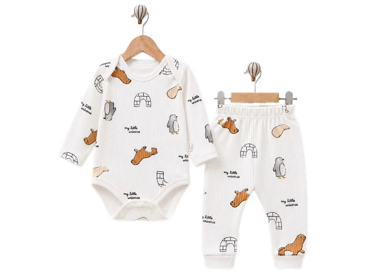 Animal Print Baby Boy Set - White - Supermini - by Peralane