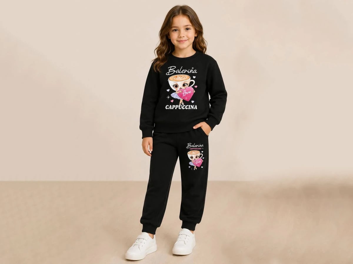 Cappuccino Print Girls' Tracksuit Set - Replikas - by Peralane