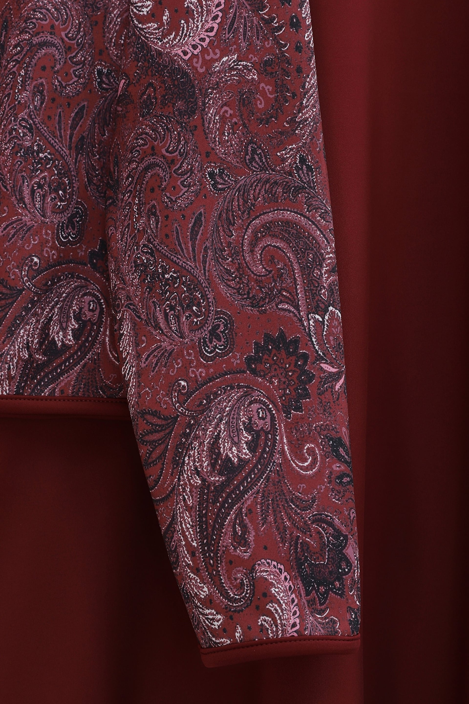 Burgundy Paisley Print Scuba Jacket and Skirt Set - Podyumplus - by Peralane - photo 5